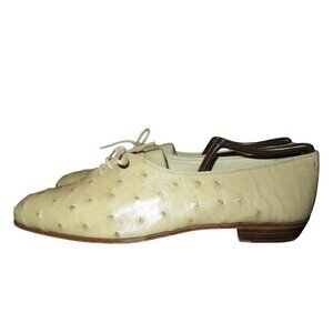MORESCHI Of Italy Genuine Ostrich Brass Boot Tan Oxford Loafers Dress Shoes